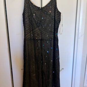 Stunning Black Beaded Mid knee Dress